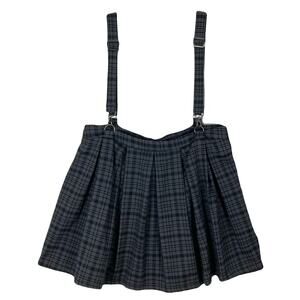 NWOT HOT TOPIC Skirt XL Plaid Pleated Suspenders A-Line Rock Punk Goth Academia